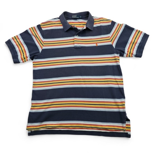 Polo Ralph Lauren Other - Polo Ralph Lauren Striped Polo Shirt L Tall Orange Pony Logo Cotton Casual Retro